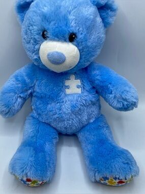 Build-A-Bear Autism Awareness Blue Puzzle Plush 16” Teddy Foundation